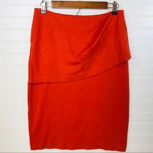 CAbi Dark Orange Overlay Pencil Skirt EUC